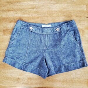 Ann Taylor Loft 60% Linen 4"inseam  size 2 shorts natural blue sailor nautical